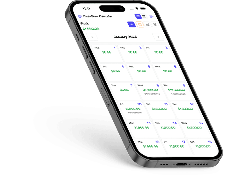 Cash Flow Calendar mobile app preview